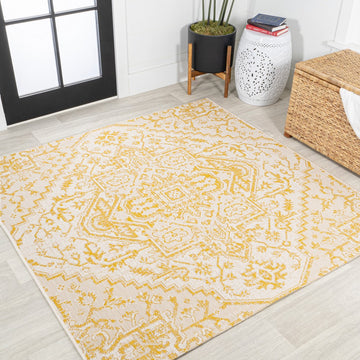 Estrella Bohemian Medallion Textured Weave Indoor/outdoor Square Rug